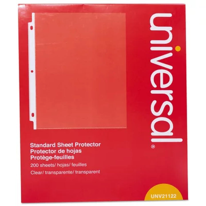 Universal® Standard Sheet Protector, Standard, 8-1/2" X 11, Clear, 200/Box