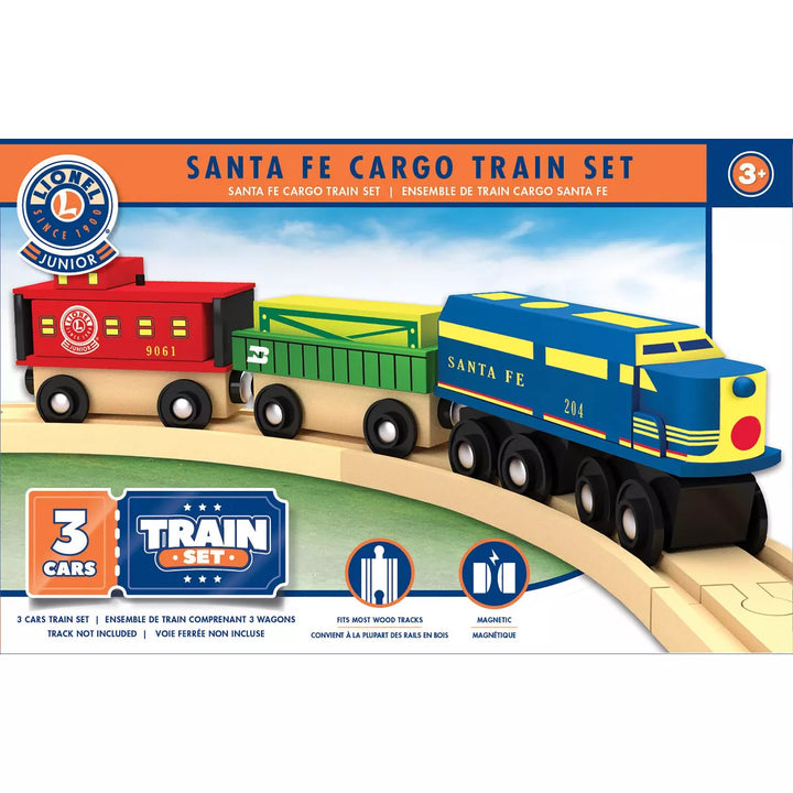 Masterpieces Wood Train Sets - Lionel Santa Fe Cargo 3 Piece Train Set.