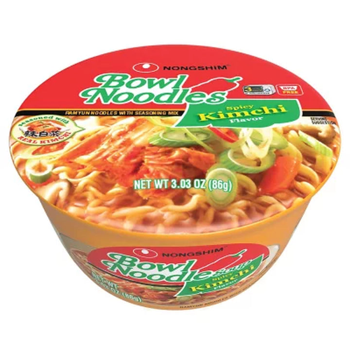 Nongshim Spicy Kimchi Ramen Noodle Soup Bowl 3.03 Oz., 18 Ct.