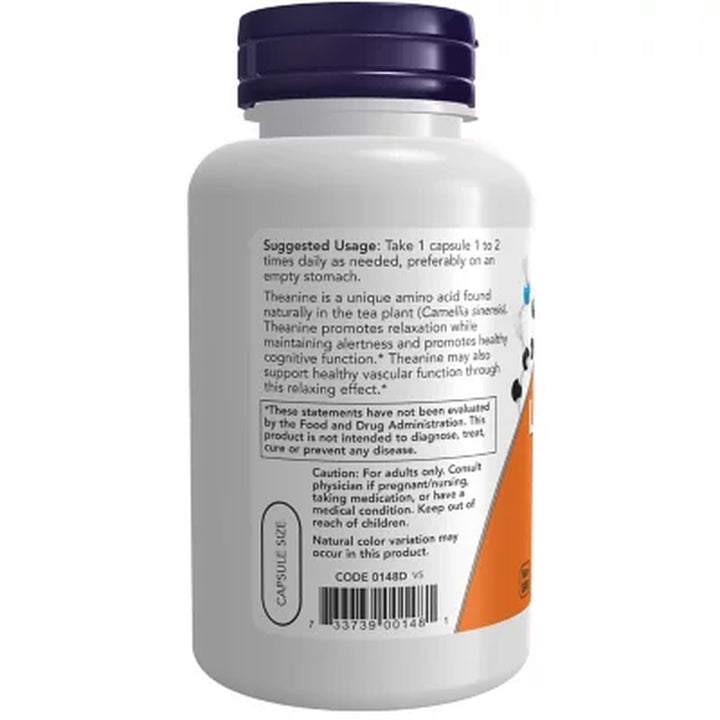 NOW Supplements Double Strength L-Theanine 200 Mg. Stress Management* Supplement Capsules 120 Ct.