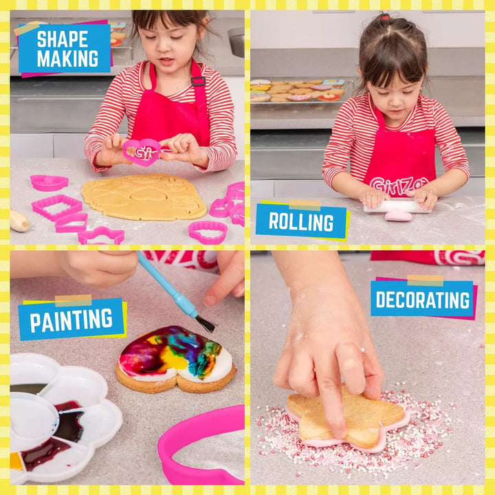 Girlzone Cookie Art Bakery Kit, Decorate Cookies Using Sugar Cookie Decorating Supplies with Stencils, Brushes and Cutters