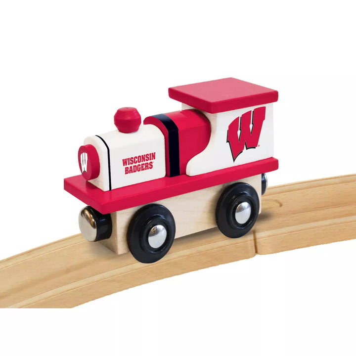 Masterpieces Officially Licensed NCAA Wisconsin Badgers Wooden Toy Train Engine for Kids.