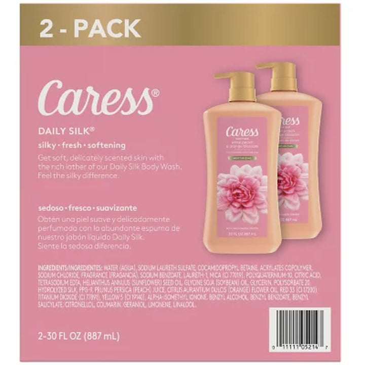 Caress Daily Silk Hydrating Body Wash, White Peach & Orange Blossom, 30 Oz., 2 Pk.