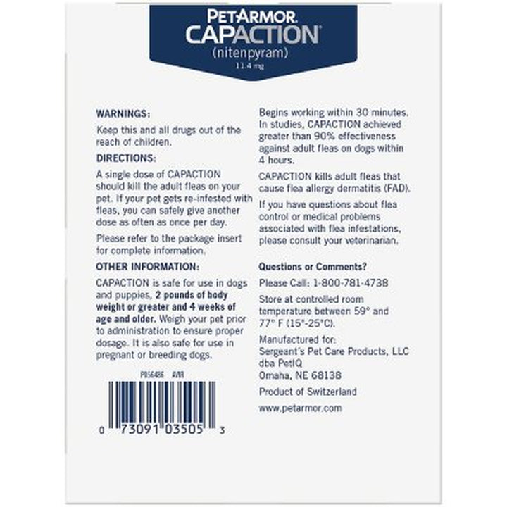 Petarmor Capaction Flea Tabs for Dogs (Choose Size)