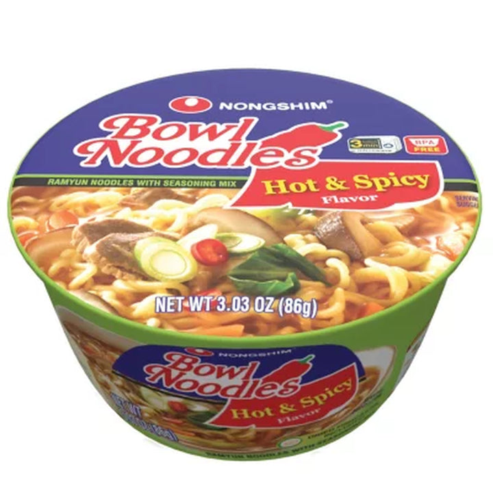 Nongshim Hot and Spicy Ramen Noodle Soup Bowl 3.03 Oz., 18 Ct.