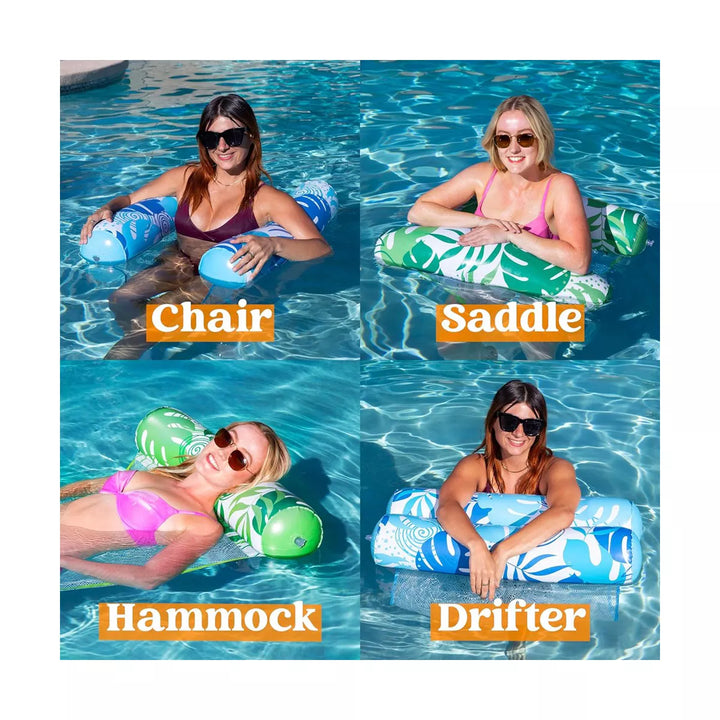 SYNCFUN 2 Packs Hammock Pool Floats Adults, 4-In-1 Multi-Purpose Inflatable Pool Floats PVC Water Hammock Lounge Floaties