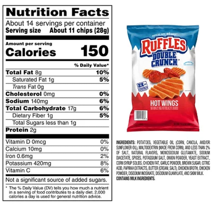 Ruffles Double Crunch Hot Wings Potato Chips, 13.75 Oz.