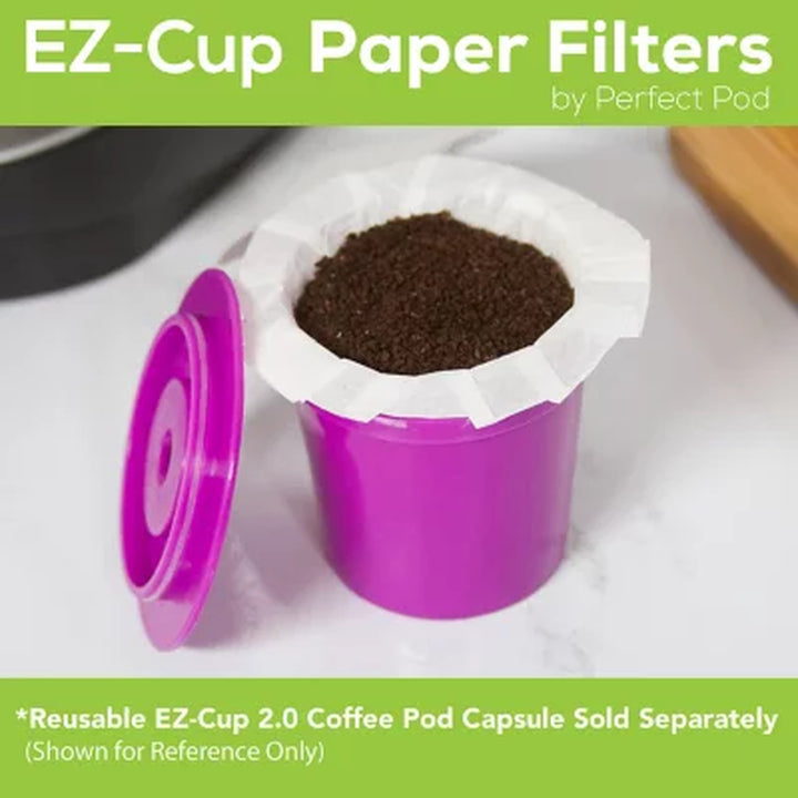 Perfect Pod Ez-Cup 2.0 Filters Disposable 100% Biodegradable Single Serve Paper Coffee Filters, 200 Ct