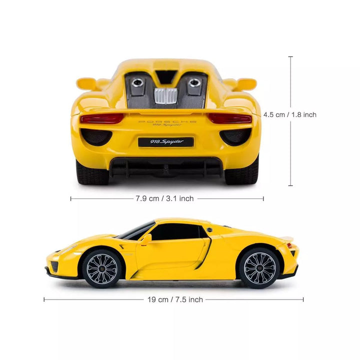 Link Worldwide Ready! Set! Go! Link 1:24 Scale Porsche 918 Spyder Remote Control Toy Car for Kids - Yellow