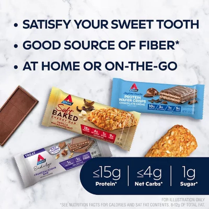 Atkins Balanced Lifestyle Variety Pack, Meal Bars + Snack Bars + Endulge Treats 15 Ct.