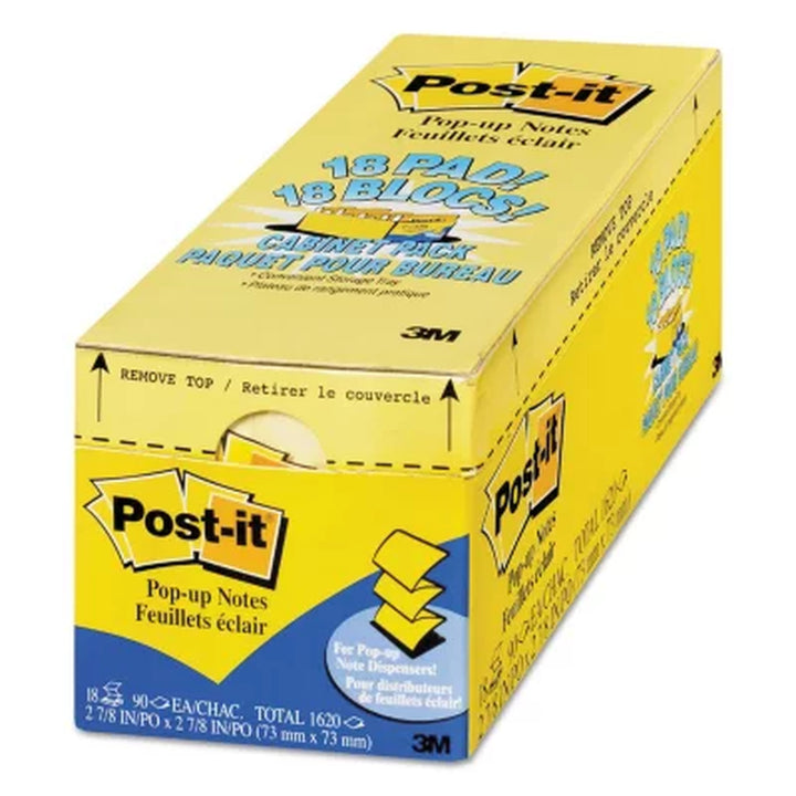 Post-It Pop-Up Notes - Refill Cabinet Pack, 3 X 3, 90/Pad - 18 Pads/Pack