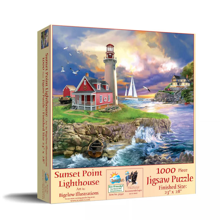 Sunsout Sunset Point Lighthouse 1000 Pc Jigsaw Puzzle 31540