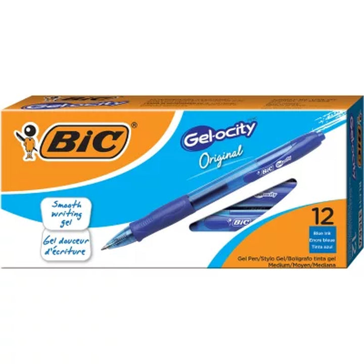 BIC Gel-Ocity Retractable Gel Pen, Blue Ink, (.7Mm, Medium, 12Ct.)