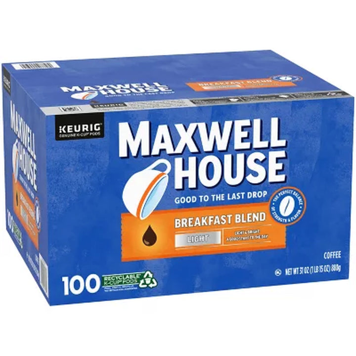 Maxwell House Breakfast Blend Light Roast K Cup Coffee Pods 100 Pk.