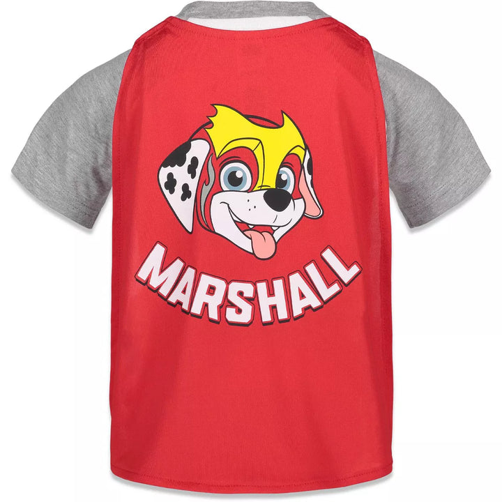 PAW Patrol Rubble Marshall Chase T-Shirt Capes and Masks 6 Piece Outfit Set Little Kid to Big Kid