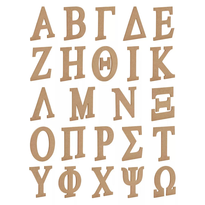 Juvale 24 Pieces Unfinished Wooden Greek Letters for Wall Decor, DIY Crafts, 6 In