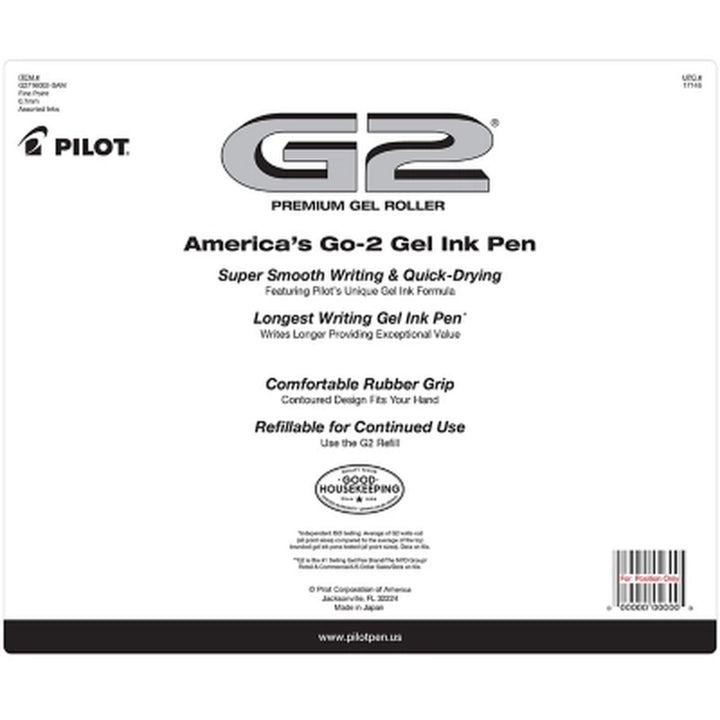 Pilot G2 Retractable Gel Pens, Fine 0.7Mm, Assorted, 16 Pack