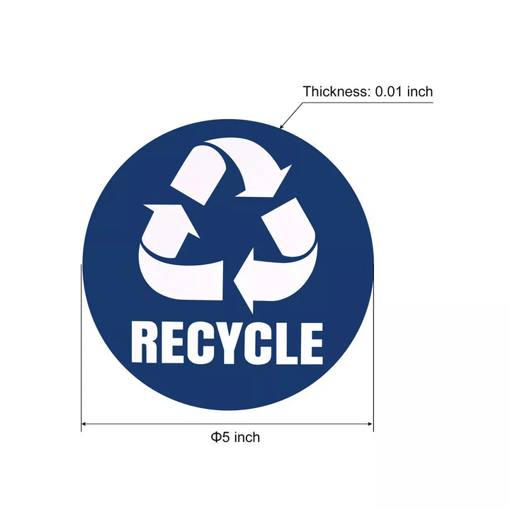 Unique Bargains Vinyl Recycle Sticker Trash Can Bin Labels 5 Inch Blue and Black 4 Pcs