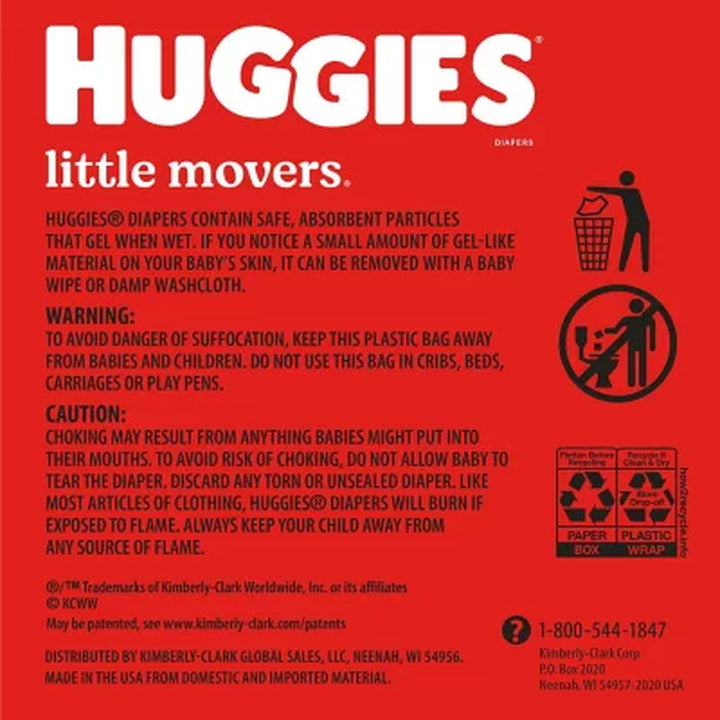 Huggies Little Movers Baby Diapers, Size 3-8