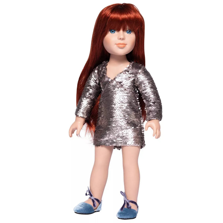 I'M a GIRLY Dress with Silver Glitter Sequin Outfit - Fits I'M a GIRLY 18" Fashion Doll