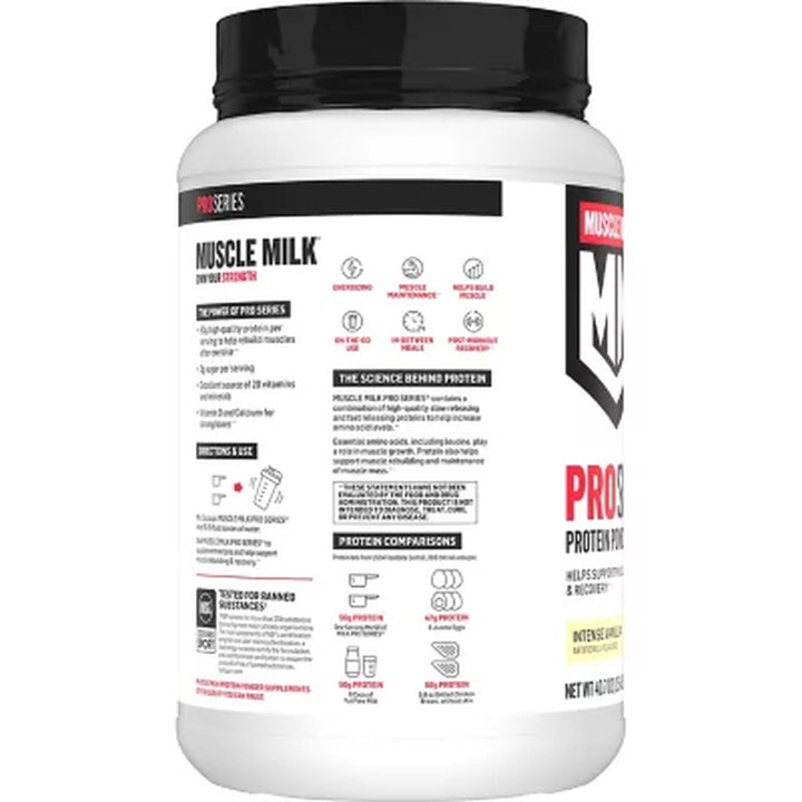 Muscle Milk Pro Series 50G Whey Protein Powder, Intense Vanilla 2.54 Lbs.