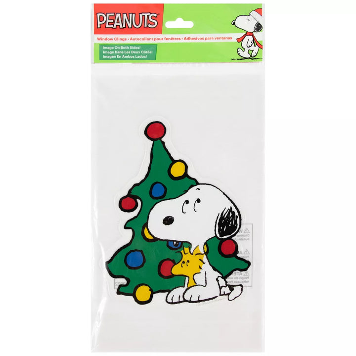 Northlight Peanuts Woodstock and Snoopy with Christmas Tree Window Cling Decoration