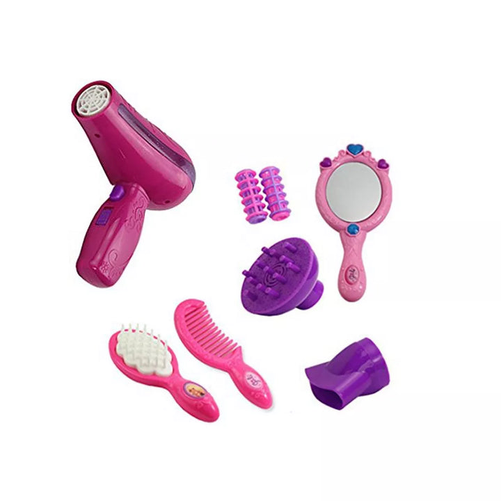 Link Worldwide Beauty Salon Fashion Play Set with Hairdryer, Mirror, and Accessories Pretend Play Toys - Pink