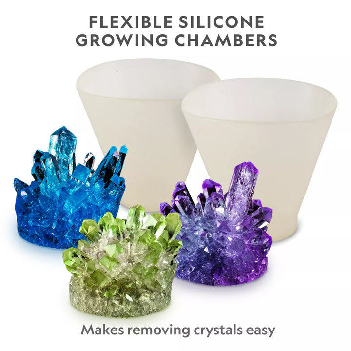NATIONAL GEOGRAPHIC Mega Crystal Growing Lab, Grow 8 Vibrant Colored Crystals, Includes 5 Real Gemstone Specimens, Light-Up Display Stand & Guidebook