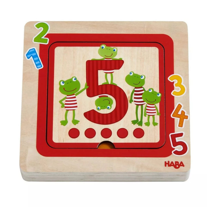 HABA Counting Friends Wood Layering Puzzle Fosters Number Recognition from 1-5