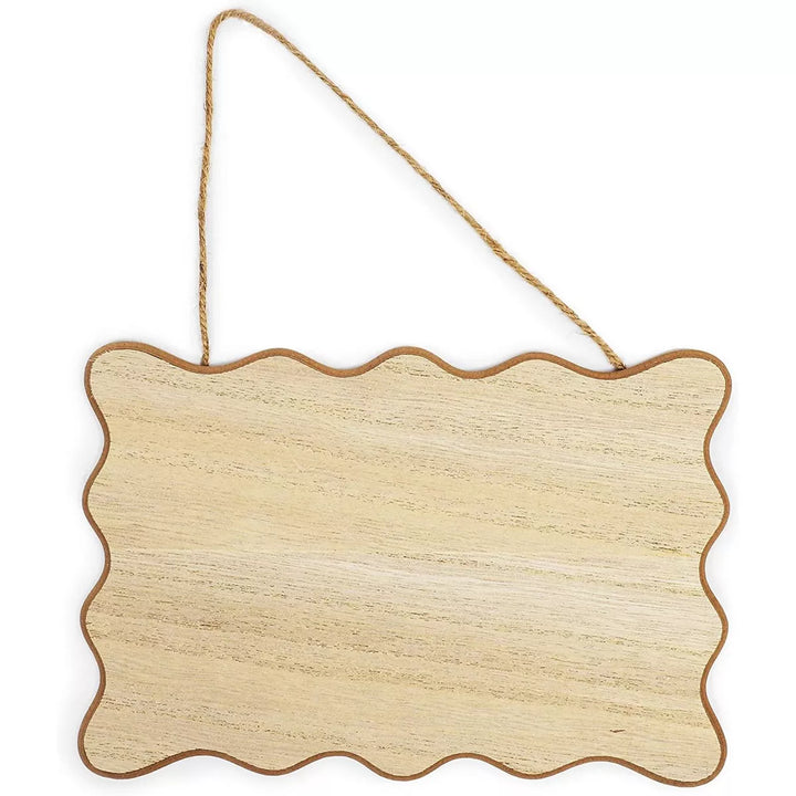 6 Pack Unfinished Hanging Wood Signs 3 Shapes Wooden Boards for Wedding Decorations, Garden Signs and Message Boards