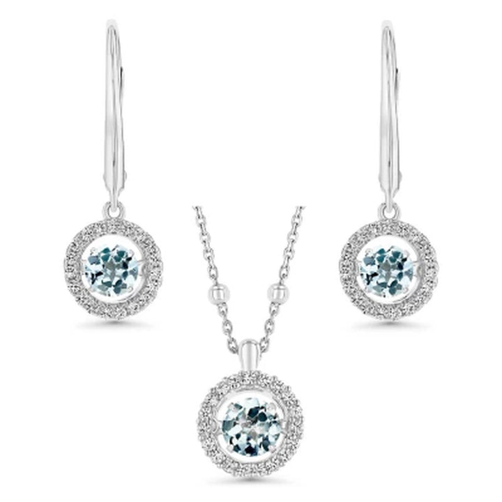 925 Sterling Silver Lab Created Gemstone and White Sapphire Dancing Set