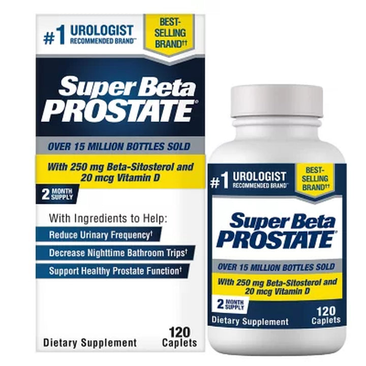 Super Beta Prostate Male Supplement with 250 Mg. Beta-Sitosterol Caplets 120 Ct.