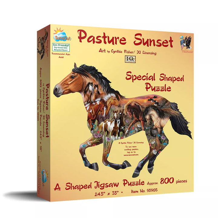 Sunsout Pasture Sunset 600 Pc Special Shape Jigsaw Puzzle 95903