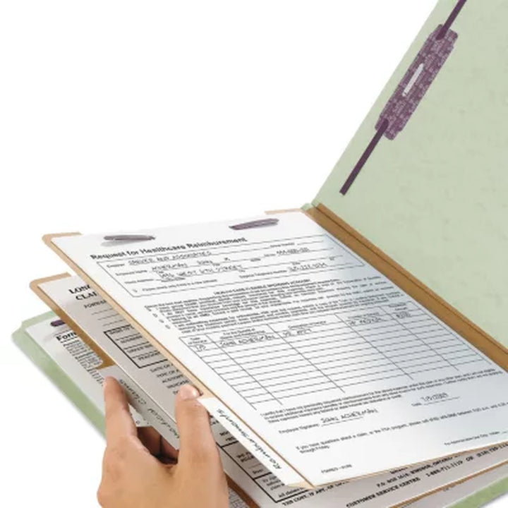 Smead 2/5 Cut Tab Pressboard Classification Folders, Six Sections, Gray Green Legal, 10Ct.
