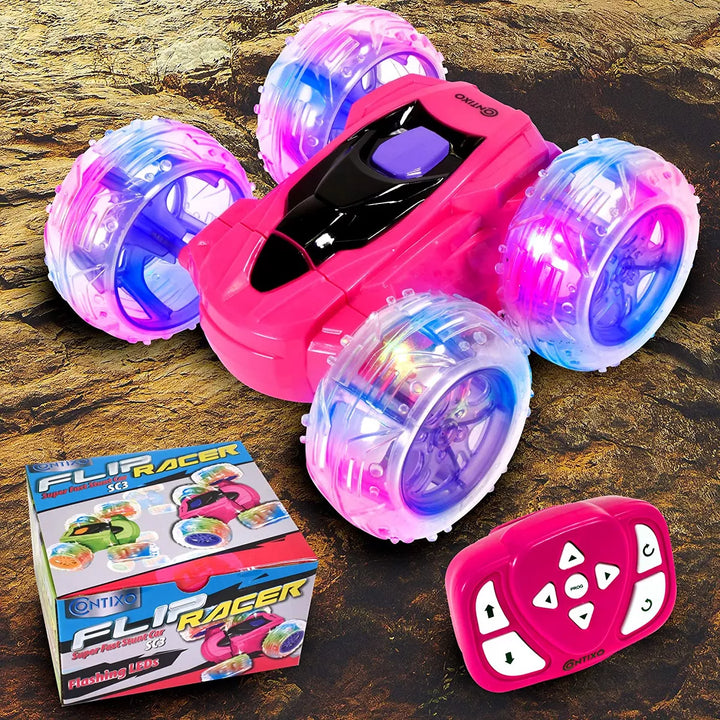 Contixo Remote Control Car SC3 -Stunt Car Toy, 4WD Double Sided 360° Rotating RC -Pink