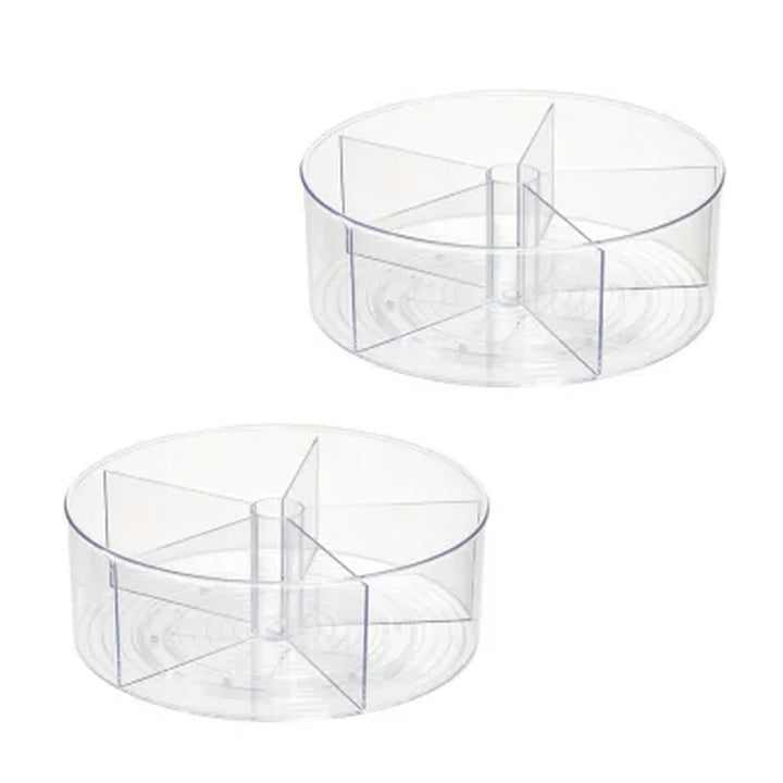Idesign Set of 2 Clear Divided Lazy Susan Turntables, 11.5" L X 11.5" W X 4.3" H