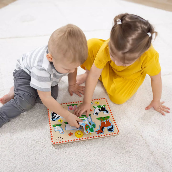 Melissa and Doug Farm Animals Wooden Peg Sound Puzzle 8Pc