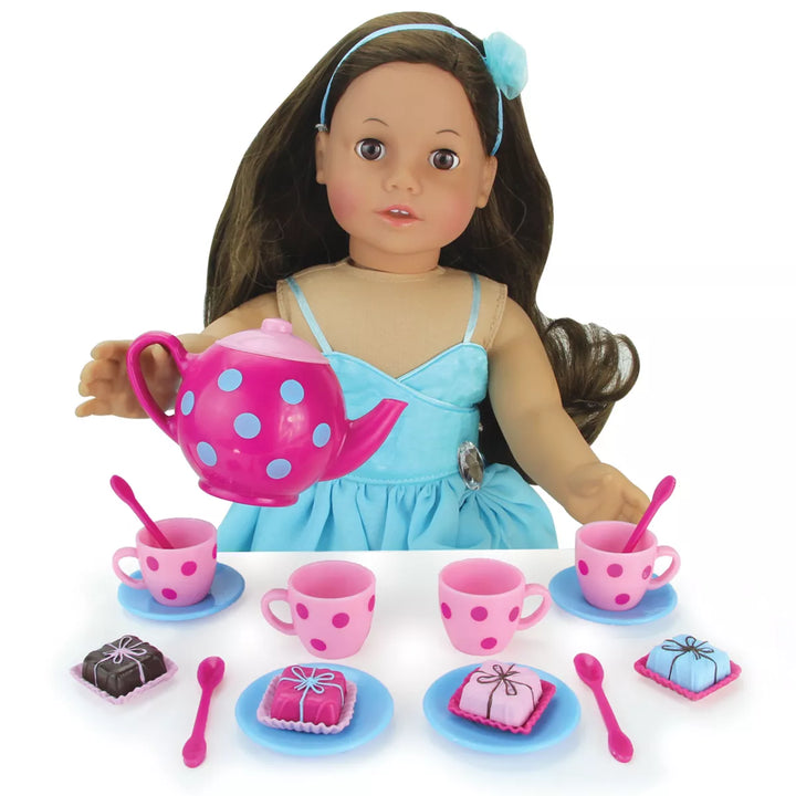 Sophia’S 17 Piece Tea Set with Petit Four Cakes for 18" Dolls, Pink