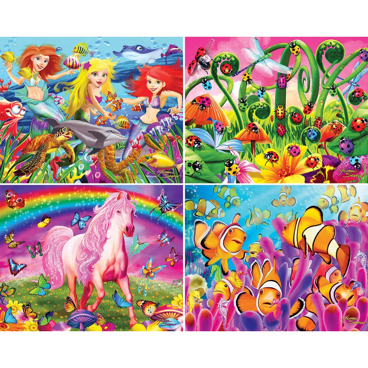 Masterpieces Kids Jigsaw Puzzle Set - Purple Glow 4-Pack 100 Pieces