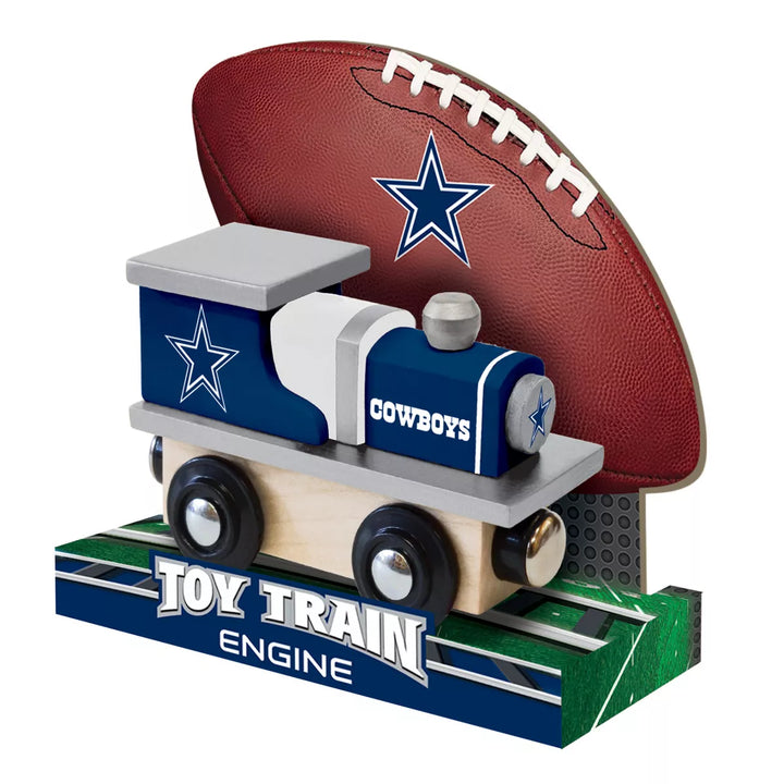 Masterpieces Officially Licensed NFL Dallas Cowboys Wooden Toy Train Engine for Kids.