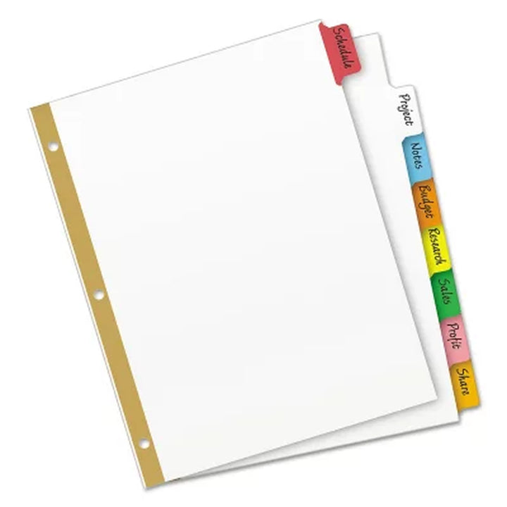 Avery Write & Erase Big Tab Paper Dividers, 8-Tab, Letter, Select Color