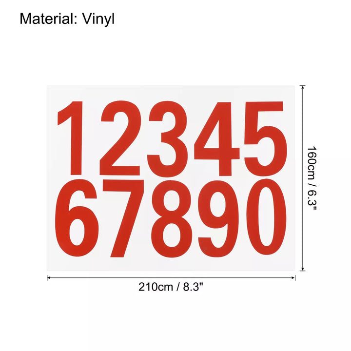 Unique Bargains Reflective Mailbox Numbers Sticker 8.3 Inch Height 0 - 9 Vinyl Self-Adhesive House Number Red 3 Set