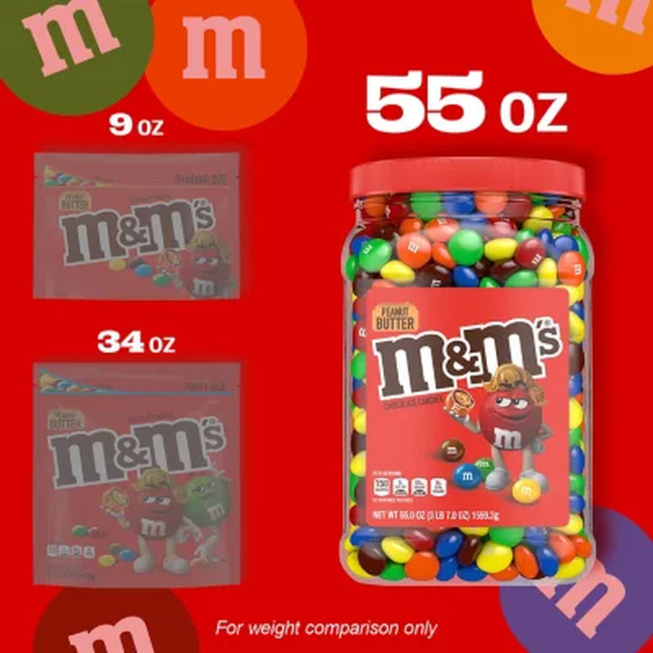 M&M'S Peanut Butter Milk Chocolate Candy, 55 Oz.