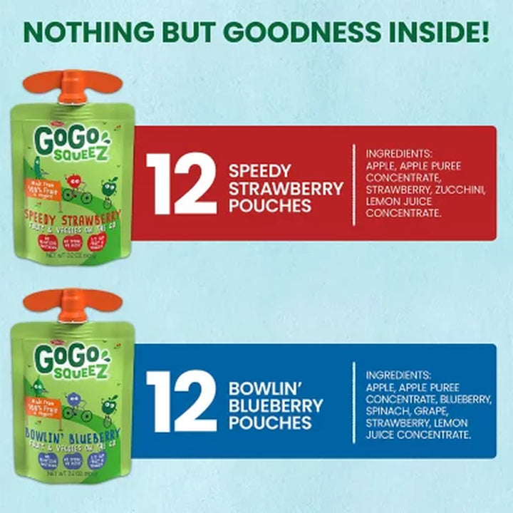 Gogo Squeez Fruit & Veggiez Applesauce Pouches, 3.2 Oz., 24 Ct.