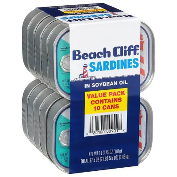 Beach Cliff Sardines in Soybean Oil 3.75 Oz., 10 Ct.