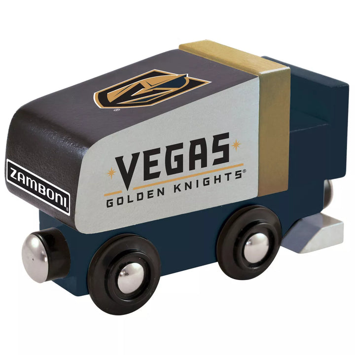 Masterpieces Officially Licensed NHL Las Vegas Golden Knights Wooden Toy Zamboni Train Engine for Kids.