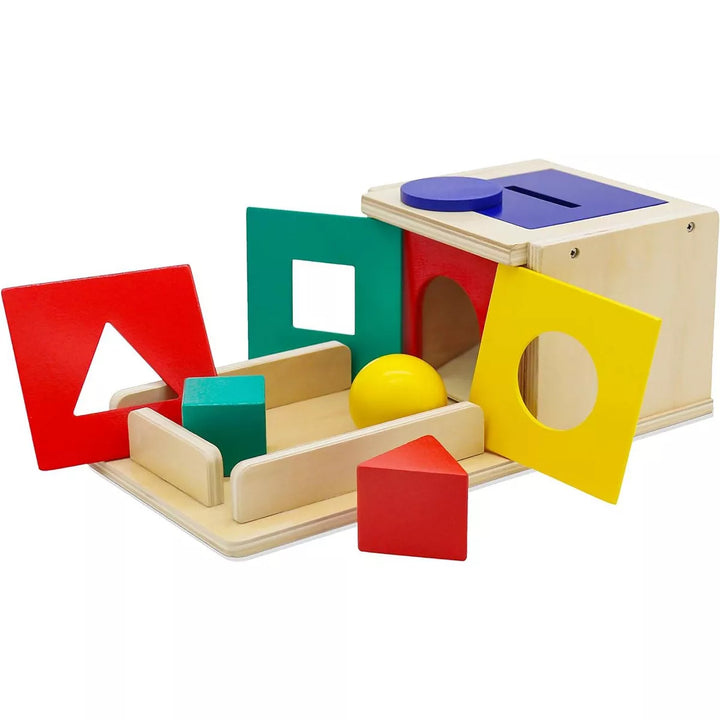 Wooden Montessori Shape Sorter and Object Permanence Learning Toy