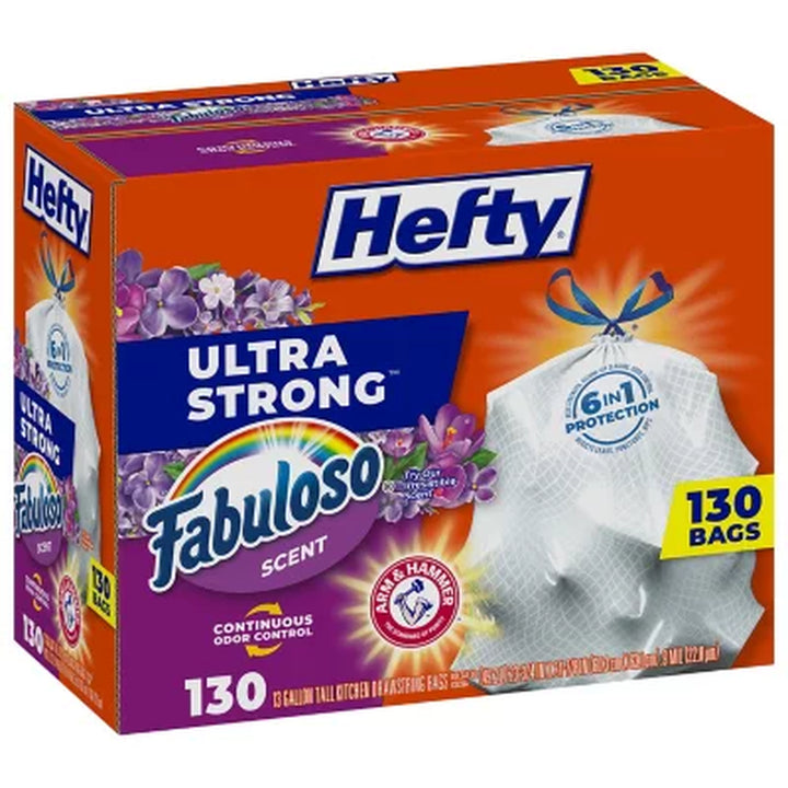 Hefty Ultra Strong Kitchen Drawstring Trash Bags, Fabuloso Scent 13 Gal., 130 Ct.