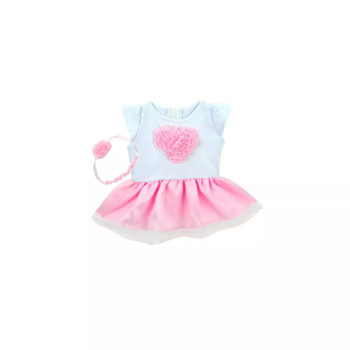 Sophia’S Heart Dress and Headband Outfit for 15'' Dolls, White/Pink