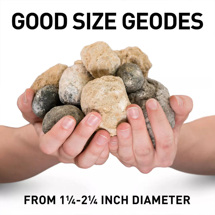NATIONAL GEOGRAPHIC Break Open 15 Premium Geodes, Includes Goggles, Detailed Learning Guide, 3 Display Stands, STEM Science Toy & Educational Gift